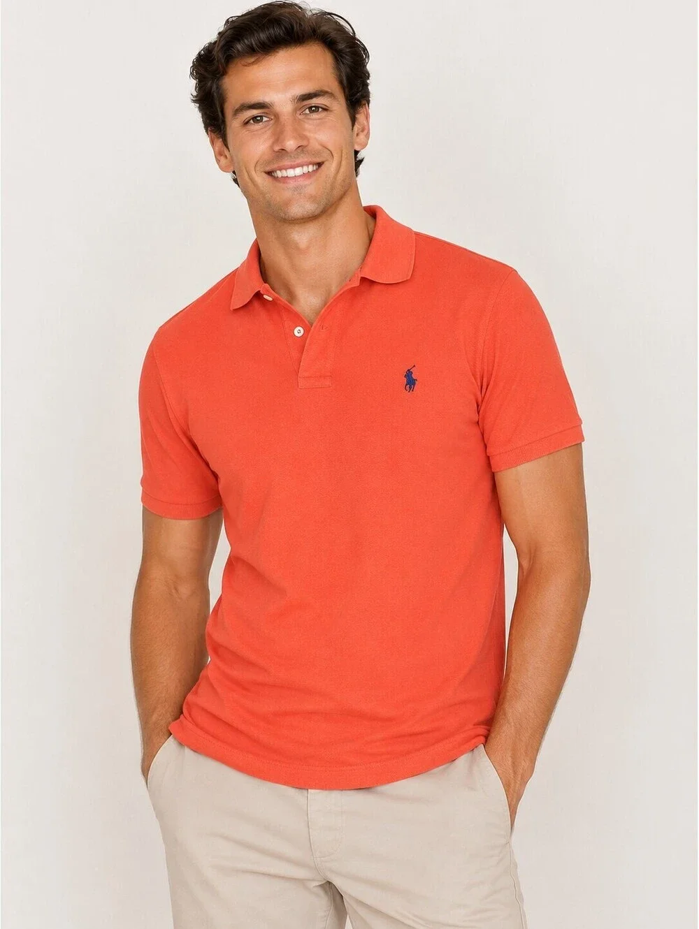 Polo Ralph Lauren Custom Slim Fit Cotton Polo Shirt Men XL Golf Tennis Orange